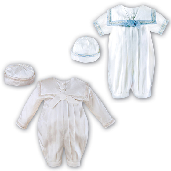 Sarah Louise Boys Christening Romper & Hat 238